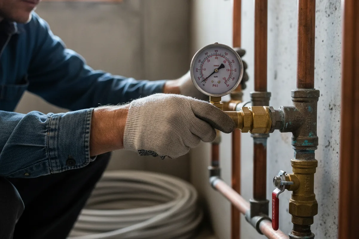 Pressure testing a repaired line during Water Line Repair in Blowing Rock